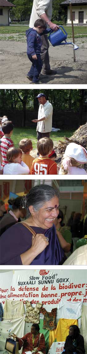 Dall’alto, due immagini relative a visite scolastiche al Centro di Saint-Marcel;