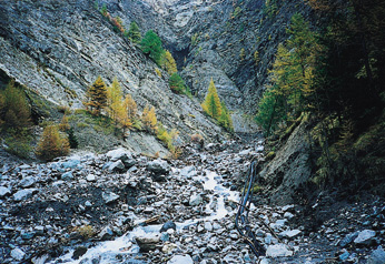 Il torrente Arpisson dopo l’alluvione dell’ottobre 2000.