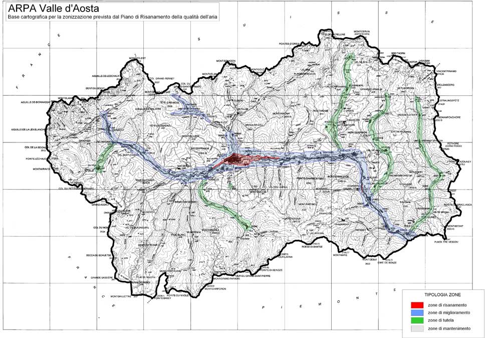 La mappa della zonizzazione, con relativa base cartografica CTR.