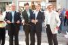 Il Vicesindaco di Aosta Alberto Follien, il Vicepresidente del Consiglio Andr� Lani�ce, l'Assessore Ennio Pastoret e il Sindaco di Aosta Bruno Giordano