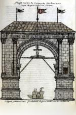 L'Arco d'Augusto, Saint-Voût, da un disegno di J.-B. De Tillier (XVIII sec.)