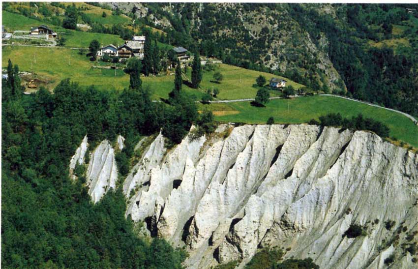 Piramidi di terra nel torente Vétan.