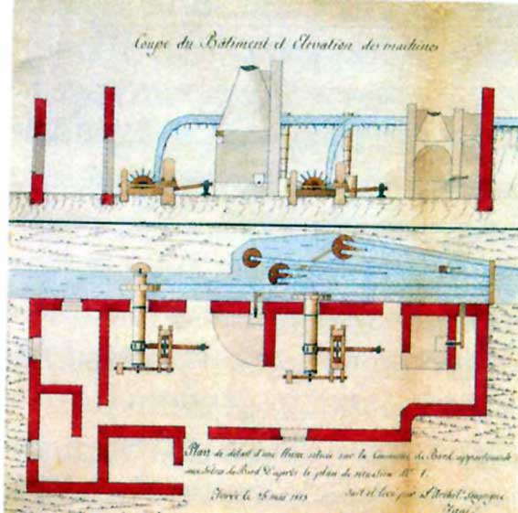 Disegni di una fabbrica situata nel Comune di Bard.