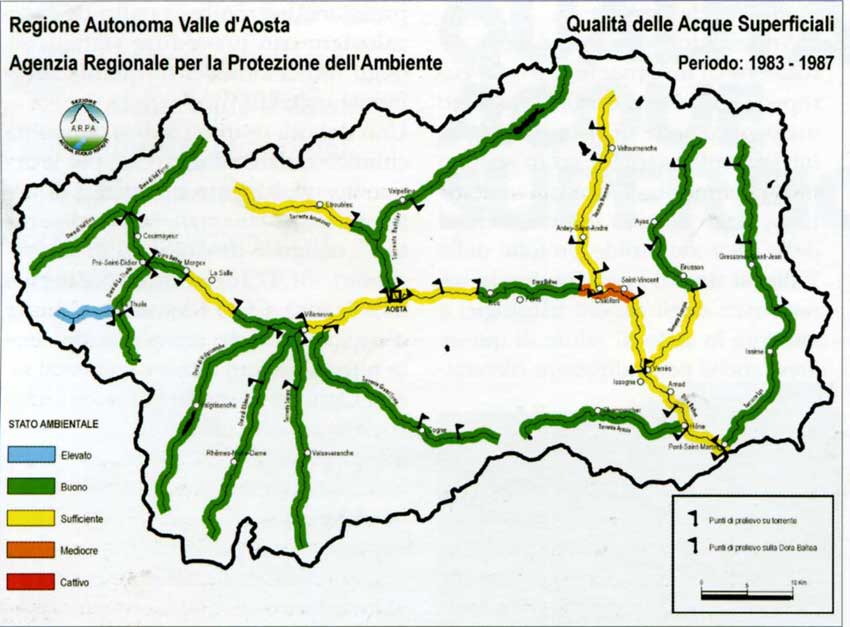 Mappa di qualità delle acque superficiali.