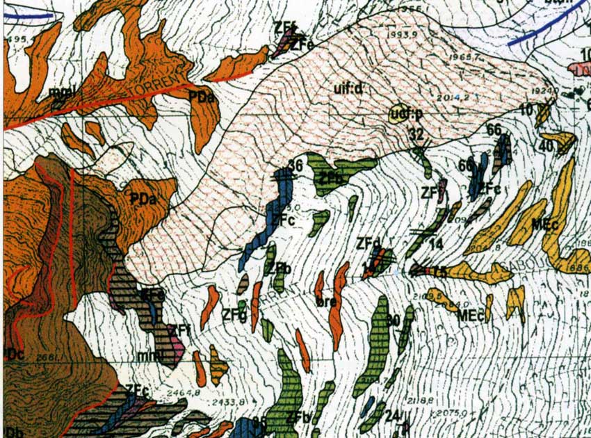 Estratto della carta geologica regionale