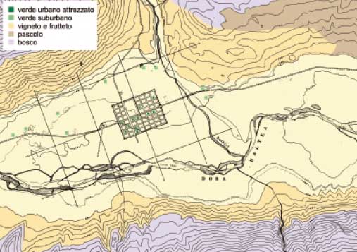 Destinazioni d'uso del territorio nella conca di Aosta e nel suburbio.