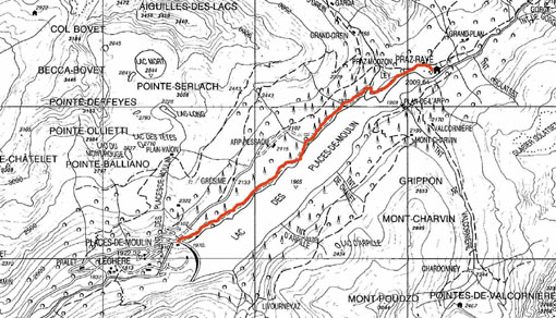 La cartina con il tracciato dell'itinerario.