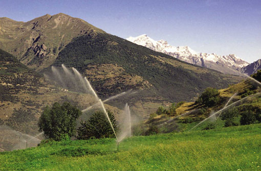 Impianto di irrigazione a pioggia di Ozein (Aymavilles).