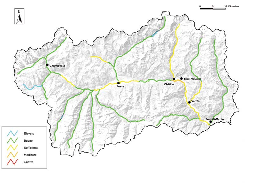 Quantità delle acque superficiali al 2003 (SACA) - fonte ARPA.