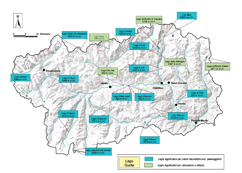 Laghi significativi per valori naturalistici/paesaggistici e per ubicazione/utilizzo.