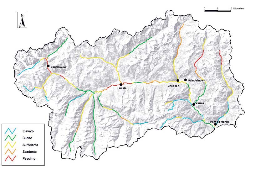 Distribuzione delle popolazioni di ittiofauna (dati Interreg 2003 - fonte Ass. Agricoltura, Risorse Naturali e Protezione Civile).