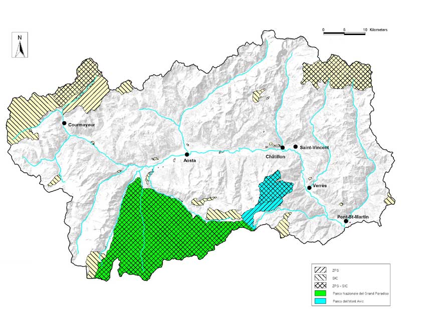 Aree Protette Nazionali e Regionali, Siti di Interesse Comunitario Zone di di Protezione Speciale (fonte Ass. Agricoltura, Risorse Naturali e Protezione Civile).