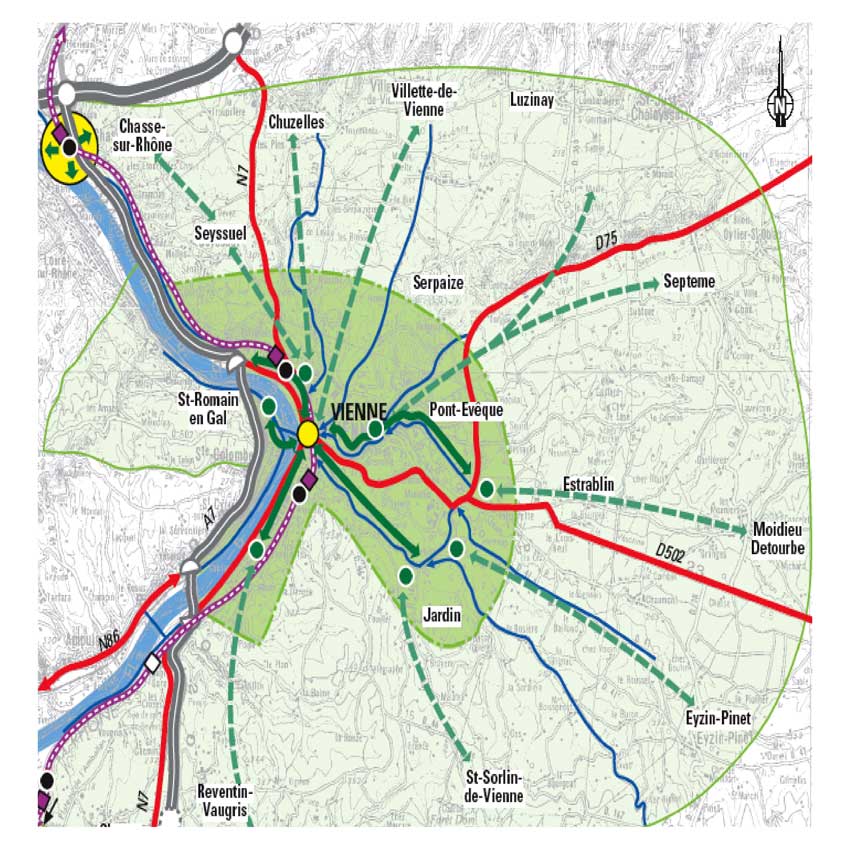 Plan de situation de Vienne en Isère.