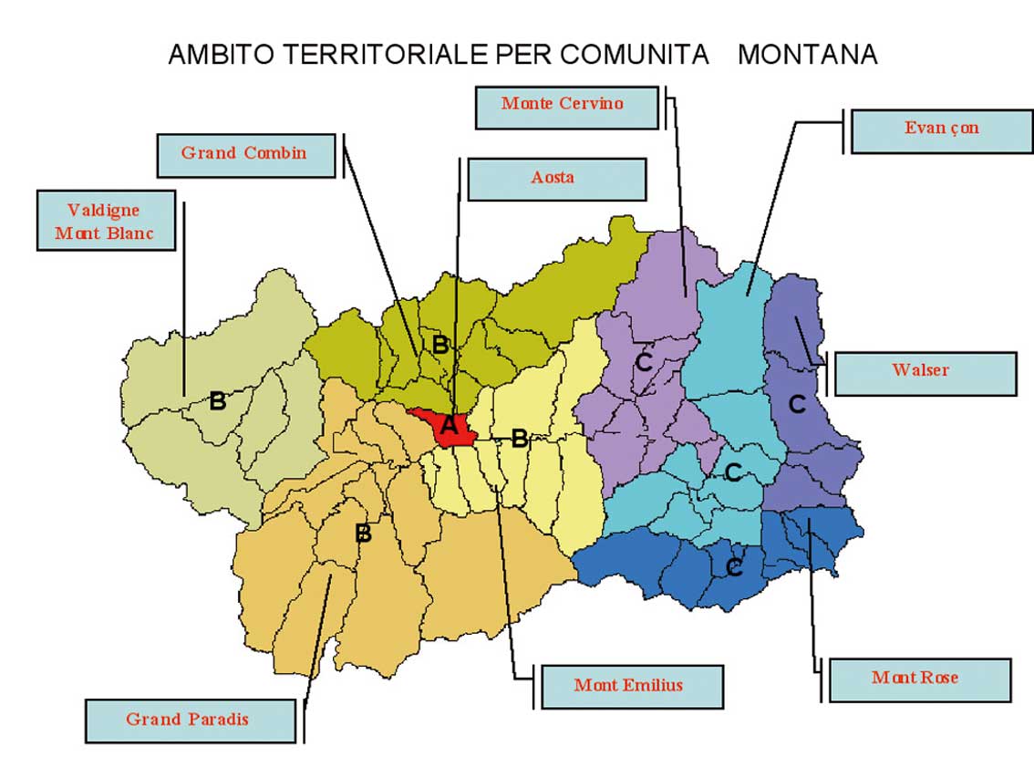 Nel 2003 le Comunità montane, al fine di razionalizzare in termini organizzativi ed economici la gestione della funzione connessa alle radiotelecomunicazioni ed in considerazione del carattere sovra-territoriale della pianificazione, hanno costituito i Servizi associati che raggruppano attorno ad un polo bassa valle le quattro Comunità montane: Mont Rose, Walser, Monte Cervino ed Evançon, ed attorno al polo dell’alta valle le Comunità montane: Grand Combin, Mont Emilius, Grand Paradis e Valdigne Mont Blanc.