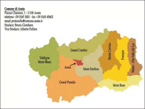 A lato, i dati essenziali del Comune di Aosta.
