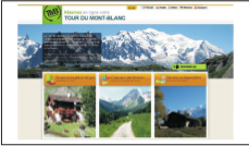 la schermata iniziale del portale dedicato al Tour du Mont-Blanc.
