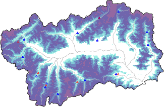 Altezza neve al suolo + dati stazioni automatiche (AWS) e Modelli 1 AINEVA (MOD1) sotto i 2000 m