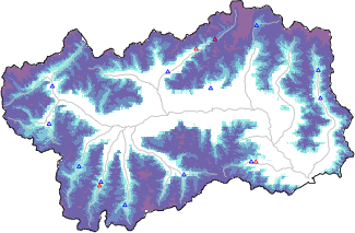 Snow depth + automatic weather station data (AWS) + Modello 1 AINEVA (MOD1) data below 2000 m