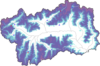 Snow depth + automatic weather station data (AWS) + Modello 1 AINEVA (MOD1) data below 2000 m