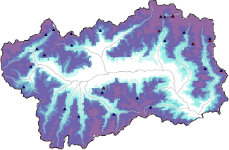 Hauter de neige + données de station automatiques (AWS) + données Modello 1 AINEVA (MOD1) au-dessus de 2000 m