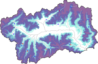Hauter de neige + données de station automatiques (AWS) + données Modello 1 AINEVA (MOD1) au-dessous de 2000 m