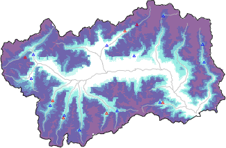 Hauter de neige + données de station automatiques (AWS) + données Modello 1 AINEVA (MOD1) au-dessous de 2000 m