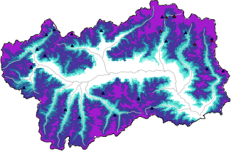 Hauter de neige + données de station automatiques (AWS) + données Modello 1 AINEVA (MOD1) au-dessus de 2000 m