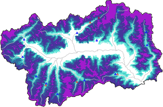 Altezza neve al suolo + dati stazioni automatiche (AWS) e Modelli 1 AINEVA (MOD1) sotto i 2000 m