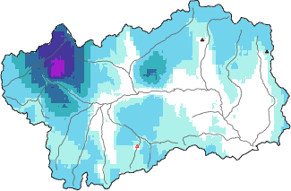 New snow in the last 72h + Modello 1 AINEVA (MOD1) data