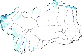 Snow depth + automatic weather station data (AWS) + Modello 1 AINEVA (MOD1) data below 2000 m