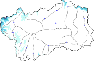 Snow depth + automatic weather station data (AWS) + Modello 1 AINEVA (MOD1) data below 2000 m