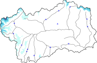 Snow depth + automatic weather station data (AWS) + Modello 1 AINEVA (MOD1) data below 2000 m