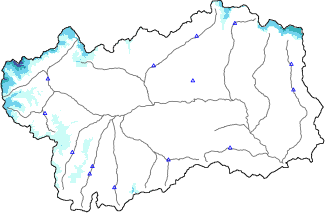 Altezza neve al suolo + dati stazioni automatiche (AWS) e Modelli 1 AINEVA (MOD1) sotto i 2000 m