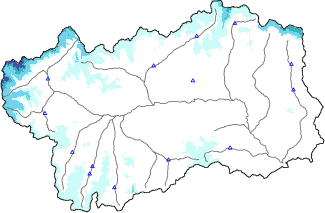 Altezza neve al suolo + dati stazioni automatiche (AWS) e Modelli 1 AINEVA (MOD1) sotto i 2000 m