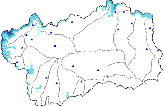 Hauter de neige + données de station automatiques (AWS) + données Modello 1 AINEVA (MOD1) au-dessus de 2000 m