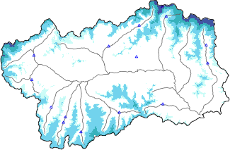 Hauter de neige + données de station automatiques (AWS) + données Modello 1 AINEVA (MOD1) au-dessous de 2000 m