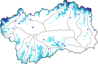 Hauter de neige + données de station automatiques (AWS) + données Modello 1 AINEVA (MOD1) au-dessus de 2000 m