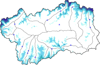 Hauter de neige + données de station automatiques (AWS) + données Modello 1 AINEVA (MOD1) au-dessous de 2000 m