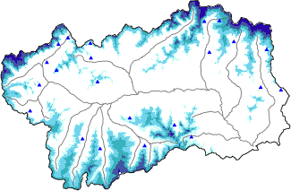 Hauter de neige + données de station automatiques (AWS) + données Modello 1 AINEVA (MOD1) au-dessus de 2000 m