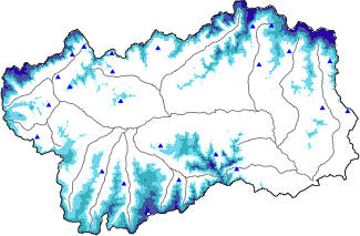 Hauter de neige + données de station automatiques (AWS) + données Modello 1 AINEVA (MOD1) au-dessus de 2000 m