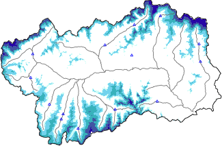 Hauter de neige + données de station automatiques (AWS) + données Modello 1 AINEVA (MOD1) au-dessous de 2000 m