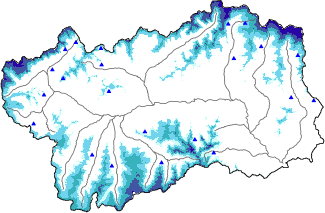Hauter de neige + données de station automatiques (AWS) + données Modello 1 AINEVA (MOD1) au-dessus de 2000 m