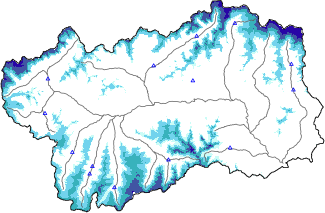 Hauter de neige + données de station automatiques (AWS) + données Modello 1 AINEVA (MOD1) au-dessous de 2000 m