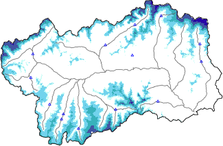 Altezza neve al suolo + dati stazioni automatiche (AWS) e Modelli 1 AINEVA (MOD1) sotto i 2000 m
