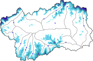 Hauter de neige + données de station automatiques (AWS) + données Modello 1 AINEVA (MOD1) au-dessous de 2000 m