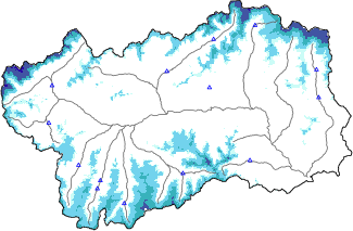 Snow depth + automatic weather station data (AWS) + Modello 1 AINEVA (MOD1) data below 2000 m