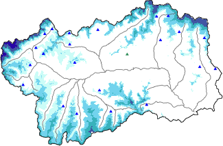 Altezza neve al suolo + dati stazioni automatiche (AWS) e Modelli 1 AINEVA (MOD1) oltre i 2000 m