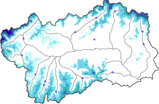 Hauter de neige + données de station automatiques (AWS) + données Modello 1 AINEVA (MOD1) au-dessous de 2000 m