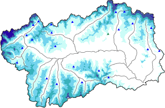 Hauter de neige + données de station automatiques (AWS) + données Modello 1 AINEVA (MOD1) au-dessus de 2000 m