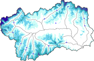 Snow depth + automatic weather station data (AWS) + Modello 1 AINEVA (MOD1) data below 2000 m